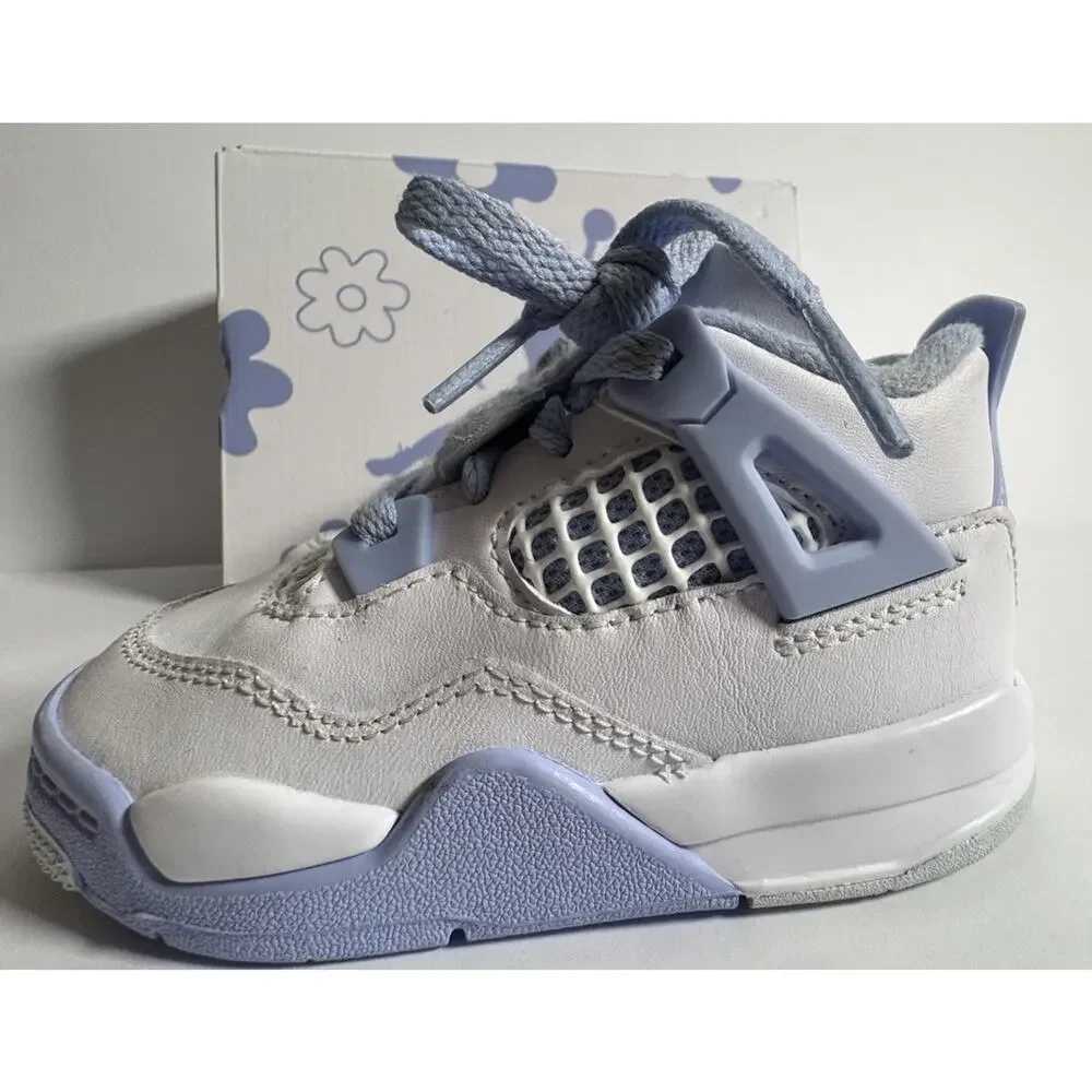 Nike Air Jordan 4 Retro TD Forget Me Not White Blue Toddler Size 7C w/ Box